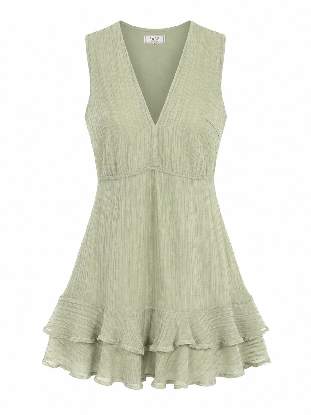 Sage The Label Celine Mini Dress in Mint Green Ribbed Texture Size Medium